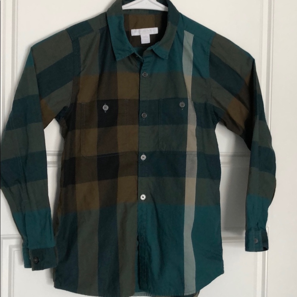 Burberry boys button down plaid shirt Sz 8